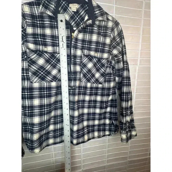 J.Crew Heavy Plaid 1/4 Zip Shirt - Women’s XXS - Picture 6 of 7